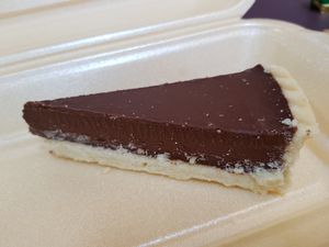 vegan chocolate tart at Dean's Garden Centre in York