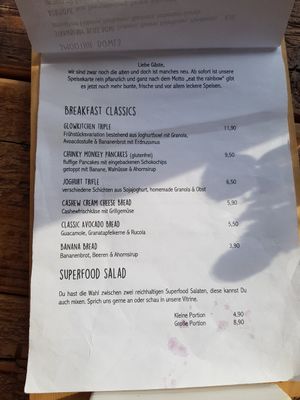 Speisekarte at Die 3 Schwestern in Muenster