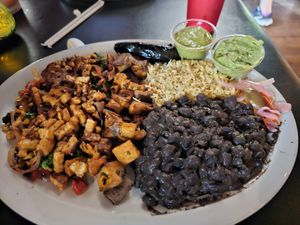 Tempeh Platter (ask to make vegan) at El Rey Burrito Lounge in Montgomery
