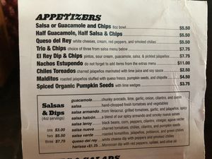 Extensive menu! at El Rey Burrito Lounge in Montgomery