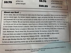 Description of food & restaurant! at El Rey Burrito Lounge in Montgomery