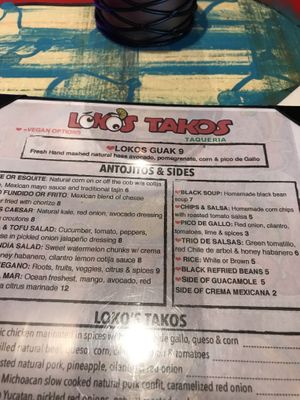 Menu at Lokos Takos Taqueria in Fort Lauderdale