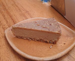 Raw salted caramel cake at Kula in Pisac
