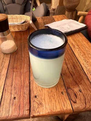 Blue spirulina lemonade   at Kula in Pisac