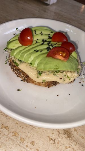 Hummus and avocado toast   at Kula in Pisac
