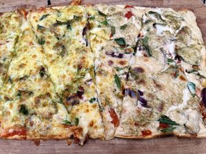 Gluten free pizza with vegan cheese   at Kula in Pisac