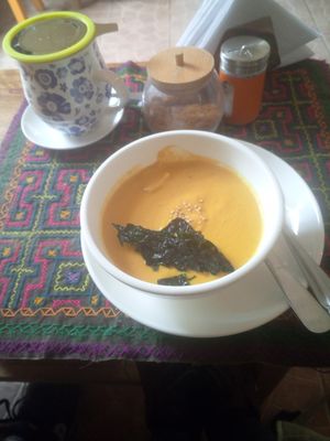 Vegan soup at Kula in Pisac