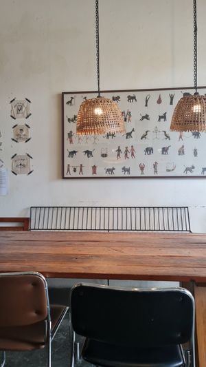 Large table at Asa Vegan Kitchen and Studio in Chiang Mai