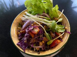 Burmese tea leaf salad   at Asa Vegan Kitchen and Studio in Chiang Mai