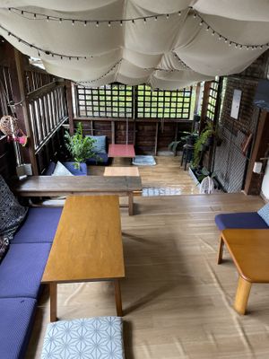 Upstairs seating  at Asa Vegan Kitchen and Studio in Chiang Mai