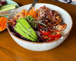 Mushroom bowl is spicy  at Asa Vegan Kitchen and Studio in Chiang Mai