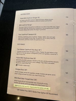 Menu  at Asa Vegan Kitchen and Studio in Chiang Mai