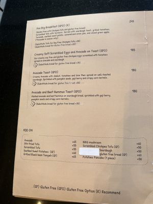 Menu  at Asa Vegan Kitchen and Studio in Chiang Mai