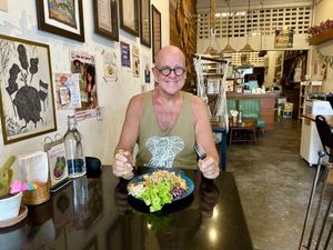 Enjoying the food and the ambience !  at Asa Vegan Kitchen and Studio in Chiang Mai