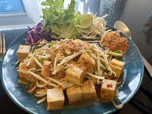 The most authentic tasting plant based Pad Thai o have every had  at Asa Vegan Kitchen and Studio in Chiang Mai