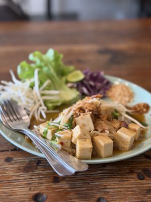 Pad Thai with plum sauce and tofu  at Asa Vegan Kitchen and Studio in Chiang Mai