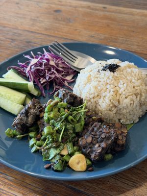 Krapow, black bean Tempeh   at Asa Vegan Kitchen and Studio in Chiang Mai