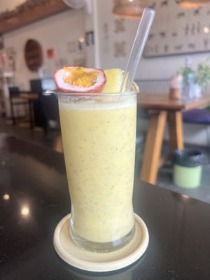 Passionfruit and pineapple juice smoothie  at Asa Vegan Kitchen and Studio in Chiang Mai
