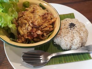 Banana Flower Salad with Brown Rice at Asa Vegan Kitchen and Studio in Chiang Mai