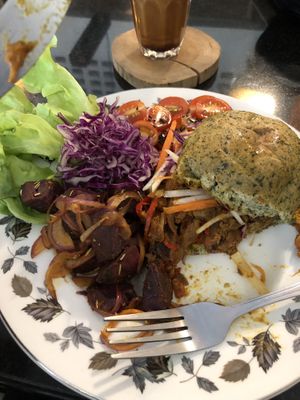 Mushroom burger  at Asa Vegan Kitchen and Studio in Chiang Mai