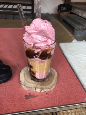 Peanut butter and strawberry shake  at Asa Vegan Kitchen and Studio in Chiang Mai