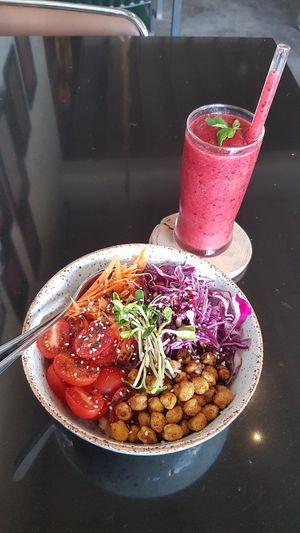 Chickpeas bowl and berry rocket. at Asa Vegan Kitchen and Studio in Chiang Mai