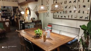 1st floor biggest table at Asa Vegan Kitchen and Studio in Chiang Mai