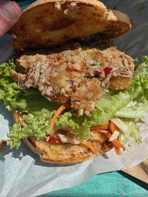 Jack n box burger at The Fat Tui in Marahau