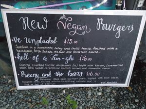 The vegan burger at The Fat Tui in Marahau