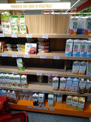 Vegan milk and dessert at Mega Image - General Gheorghe Magheru in Bucharest