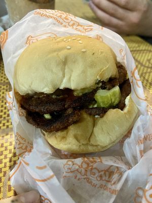 Double cheese burger. Doesn’t look like the photos but it tasted SO good  at Munchies Tha Phae Gate in Chiang Mai