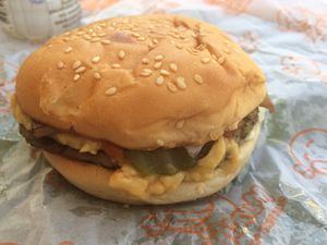 Truffle cheeseburger with vegan bacon at Munchies Tha Phae Gate in Chiang Mai