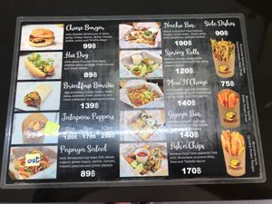 Menu at Munchies Tha Phae Gate in Chiang Mai