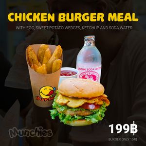 Chicken Burger Meal at Munchies Tha Phae Gate in Chiang Mai