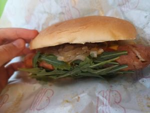 Hotdog - nice sausage at Munchies Tha Phae Gate in Chiang Mai