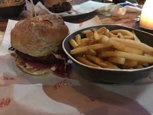 Vegan burger at Rise in Bridport