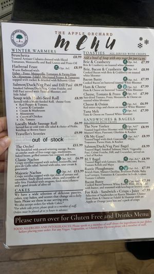 Menu - march 2024  at The Apple Orchard in High Wycombe