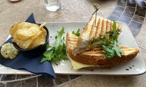 Vegan Sun Med Sarnie (pesto, sun-dried tomatoes and cheese) - very sexy  at The Apple Orchard in High Wycombe