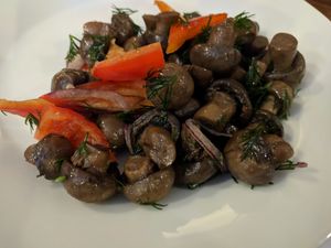 Side of mushrooms at Troitsky Most - Nab Reki Moyki in St Petersburg