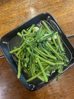 Morning glory. Asked to get it without oyster sauce   at Mangrove in Krabi