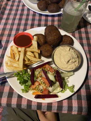 Falafel plate, very good  at Flying Spirit Organic Kitchen in Pokhara