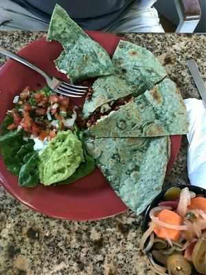 soy chorizo quesadilla  at Pura Vida in Mazatlan