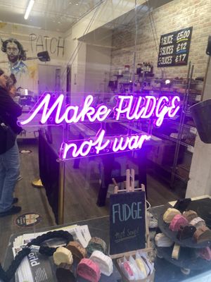 Sign   at The Fudge Patch in South East London