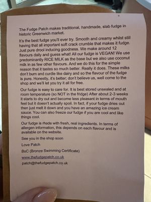   at The Fudge Patch in South East London