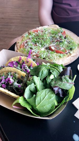 Pizza and tacos  at Plantz Cafe in Dracut