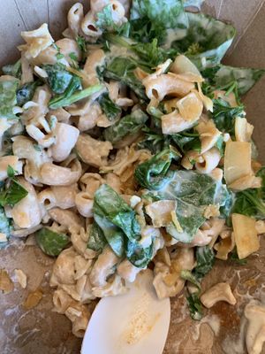 Mac and cheese! I believe it is lentil pasta (that’s what it tasted like I’m not sure ask when you order) at Plantz Cafe in Dracut