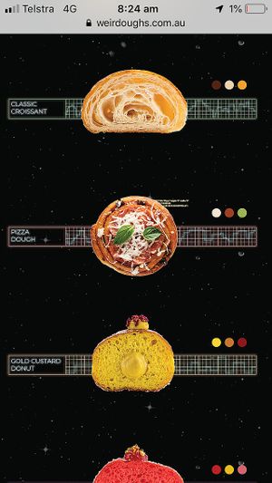 Website menu at Weirdoughs in Melbourne