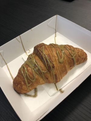 Pistachio sauce filled croissant  at Weirdoughs in Melbourne