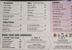 Menu Oct 2019 at Weirdoughs in Melbourne