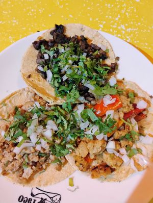 Champiñones, sudadero y brocheta. #Veganuary at Gold Taco - Roma Norte in Mexico City